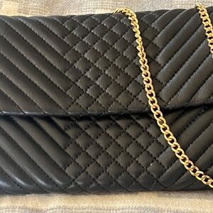 Vince Camuto Quilted Black Leather Crossbody - Wallet on Chain Bag